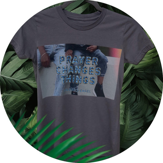 Denim Prayer Changes Things Messenger Tee