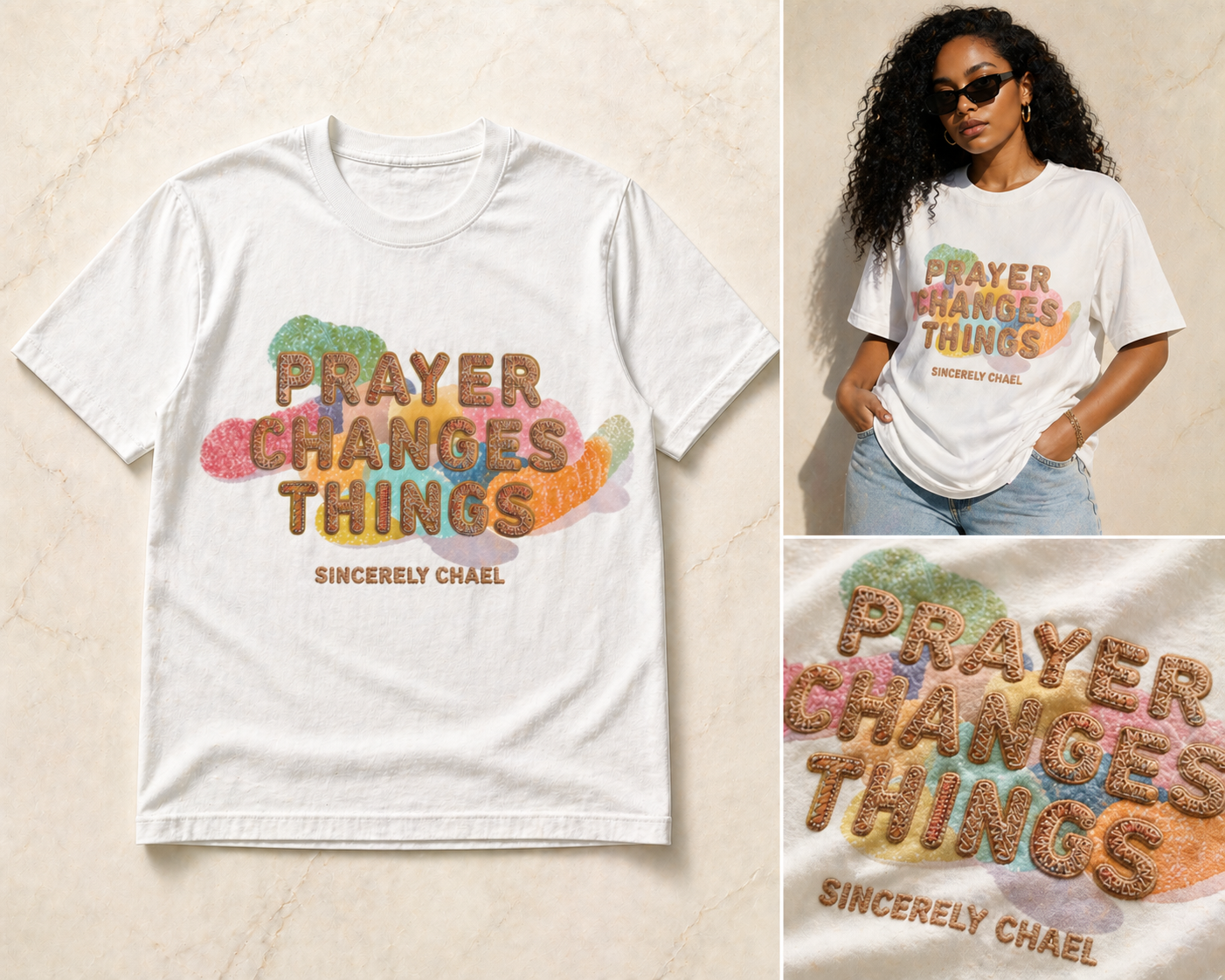 SCNY 10432 | Sweet Tooth Prayer Changes Things Messenger Tee
